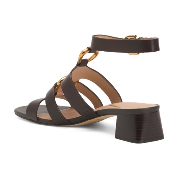 COLE HAAN Leather Lyanna Ankle Strap Heeled Sandals - Picture 3 of 5